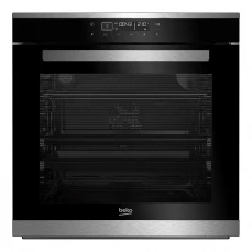 Prednja strana ugradbene rerne Beko, siva