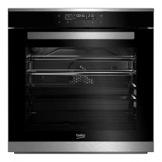 Prednja strana ugradbene rerne Beko, siva