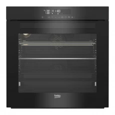 Prednja strana ugradbene rerne Beko, crna