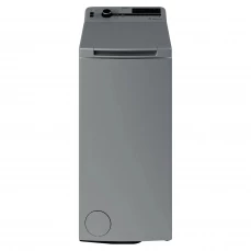 Siva veš mašina sa gornjim punjenjem.